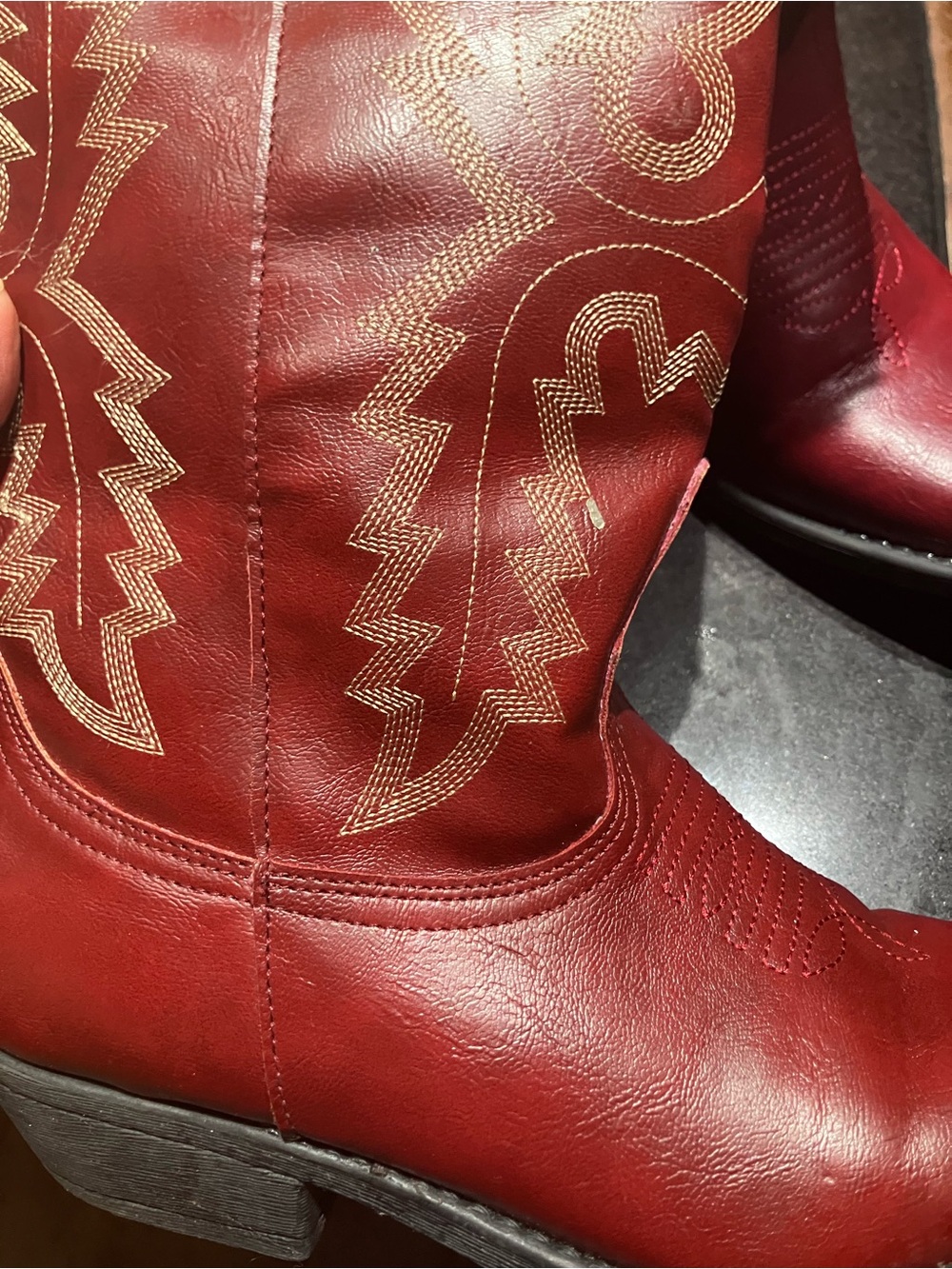 Maroon Western Embroidered Cowboy Boots - Size 6.5 - Picture 2 of 4